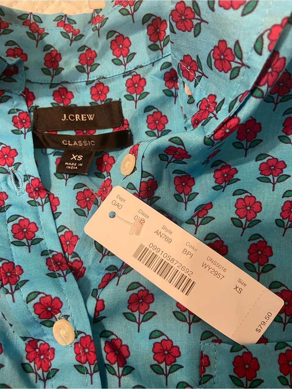 J.Crew Classic Popover Shirt in Layered Block Floral Vibrant- NWT - Picture 5 of 8